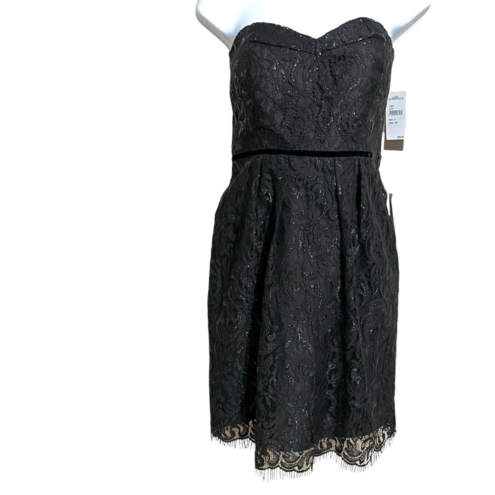 Jenny Yoo Hudson Dark Fairy Lace Sheath Dress 6 Black Mini HOCO Homecoming Party